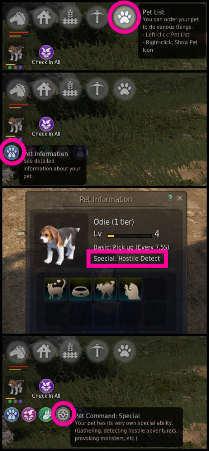 Right-click on the pet list while you're pet is out. Toggle on the special Pet Command button to enable special abilities.
